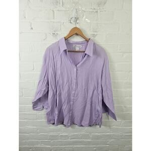 Dressbarn Women's Lightweight Button-Up Shirt Blouse Lavender Purple Size 22-24